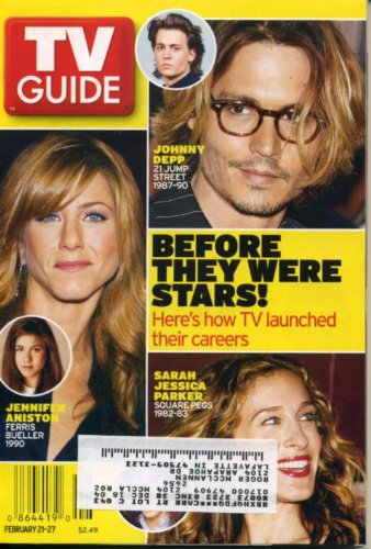 TV Guide February 21, 2004 Before They Were Stars - Johnny Depp & Jennifer Aniston & Sarah Jessica Parker & Brad Pitt, Simon Cowell/American Idol, Judy Garland, LeBron James/Cleveland Cavaliers