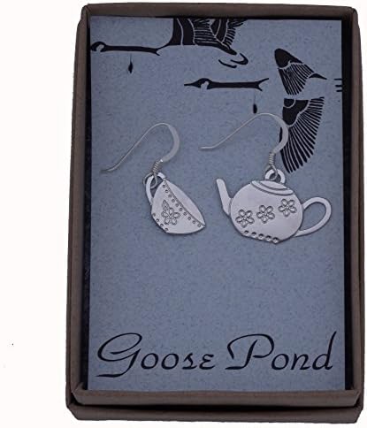 Goose PondTea for Two Teapot Teacup Dangle Earrings Made in USA - Gift Boxed