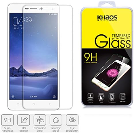 2x Redmi 3 Screen Protector, KHAOS For Xiaomi Redmi 3 [Tempered Glass] Screen Protector 9H Hardness, Bubble Free (For Xiaomi Redmi 3 / Hongmi 3)