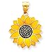 14k Gold Enameled Yellow Sunflower Pendant title=