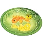 Green fish birdbath