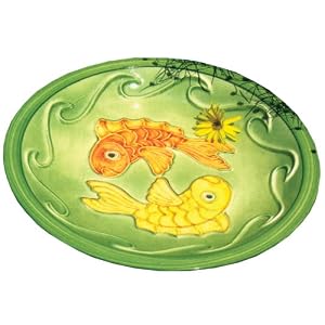 Achla BBC11 Green Ceramic Birdbath Bowl and Stake