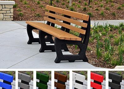 Brooklyn Resin Wood and Plastic Park Bench Mounting Type: None, Finish: Green, Size: 4'
