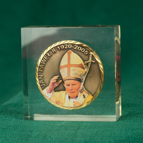 Acrylic Paperweight - Pope John Paul II Medal