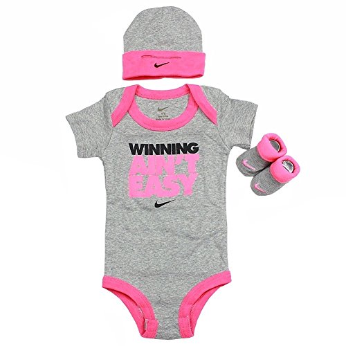 Nike Infant Girl's Winning Ain't Easy Heather Dark Grey 3-Piece Set Sz: 0-6M