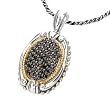 925 Silver & Black Sapphire Oval Pendant with 18k Gold Accents (1.15ctw)