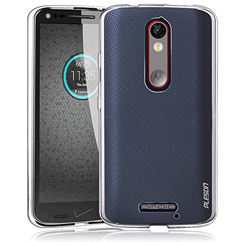 Droid Turbo 2 Case, PLESONÂ® [Tou] Motorola Droid Turbo 2/Moto X Force Case Cover, Crystal Clear/Ultra-Thin/Lightweight/Exact Fit/NO Bulkiness Clear Back Panel+Soft Bumper Case for Droid Turbo 2 (2015)