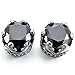 Men's 2 PCS Stainless Steel Stud Earrings CZ Silver Tone Black Royal King Crown Set