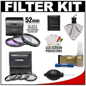 Zeikos 52mm 7-Piece +1 +2 +4 +10 Close-Up Macro & Multi-Coated (UV FLD CPL) Glass Filter Kit... by