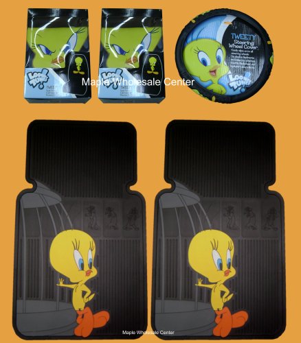 7PC Tweety Bird & Cage Car Truck SUV Floor Mats Set New Rare