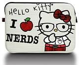 Hello Kitty 'I Love Nerds' Laptop Case in Tan