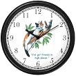 Calico Cat & Bird's Nest - Cat Cartoon or Comic - JP Animal Wall Clock by WatchBuddy Timepieces (Slate Blue Frame)