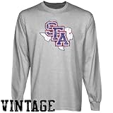 NCAA Stephen F Austin Lumberjacks Ash Distressed Logo Vintage Long Sleeve T-shirt
