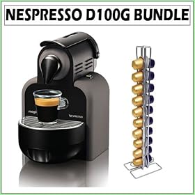 Nespresso D100G Essenza Single-Serve Automatic Espresso Machine in Grey w/ Cap Store Vista for 20 Capsules