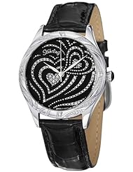 Stuhrling Original Womens 582.22151 Amour Aphrodite Elegante Swiss Quartz Swarovski Crystal Black Leather Strap Watch