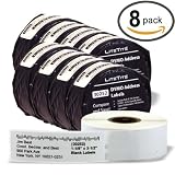 LiteTite 30252 (8-pack) DYMO LabelWriter Address Labels, Shipping, Mailing, All-Purpose, White, Blank, 1-1/8 x 3-1/2 Inches (350 per Roll, 8-Rolls) (30252)