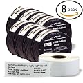 LiteTite 30252 (8-pack) DYMO LabelWriter Address Labels, Shipping, Mailing, All-Purpose, White, Blank, 1-1/8 x 3-1/2 Inches (350 per Roll, 8-Rolls) (30252)