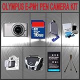 Olympus PEN E-PM1 Digital Camera (Silver) W/14-42mm Lens + Huge Accessories ....