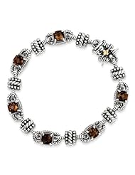 14k Yellow Gold Sterling Silver with 5.14Smokey Quartz 7.5in Bracelet