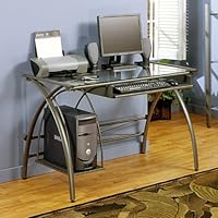 Javelin Glass Computer Desk Clear Glass/Pewter Frame