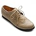 Ollio Women's Shoe Lace Up Low Heels Wingtip Dress Oxford
