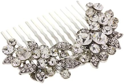 Clear Crystal Silver Tone Bridal Evening Hair Comb