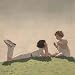 Illustration of Sisters Talking on Hill by Andre Edouard Marty - 18"H x 18"W - Peel and Stick Wall Decal by Wallmonkeys