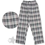 Gray and Red Plaid Cotton Pajama Pants for Men