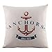 Createforlife Cotton Linen Square Decorative Throw Pillow Case Cushion Cover Cartoon Ocean Anchor 18