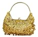 9" Diva Fashion Purse Small Gold Evening Bag with Shiny Sequins and Beadwork