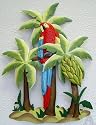 Banana Palm Tree Leaf Red Parrot Wall Art Decor