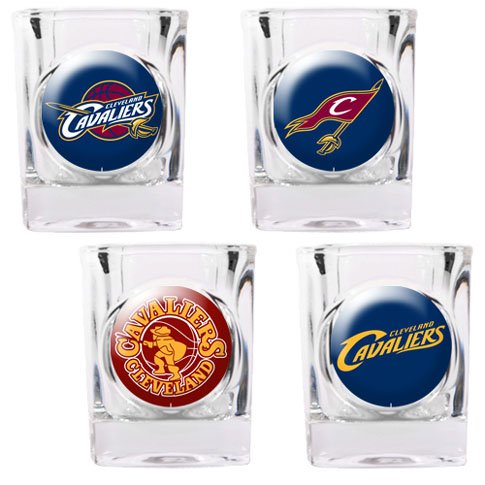 NBA Cleveland Cavaliers Four Piece Square Shot Glass Set (Individual Logos)