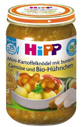 Hipp Mini-Kartoffelnknödel mit buntem Gemüse und Bio-Hühnchen, 6-er Pack (6 x 250 g) - Bio