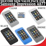 Silicone Skin 5 pc. Value Pack for your Samsung Impression A877 (Black, Blue, White, Clear, Smoke) Bonus DBRoth Microfiber Cleaning Cloth Included
