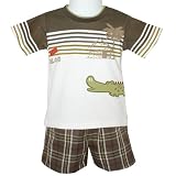 from Pixie Togs Babywear Baby Boys Crocodile Island Applique T Shirt Top & Checked Shorts 2 Piece Set (18-24 Months)
