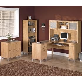Maple Cross 4 Piece Home Office Suite Somerset Collection by Bush Office Furniture - OFG-EX1044