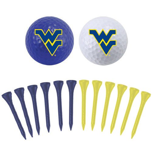 West Virginia Mountaineers Two Golf Balls And Twelve Tees Set