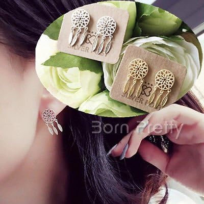 1 Pair Dream Catcher Ear Studs Mini Earrings Women Jewelry SILVER