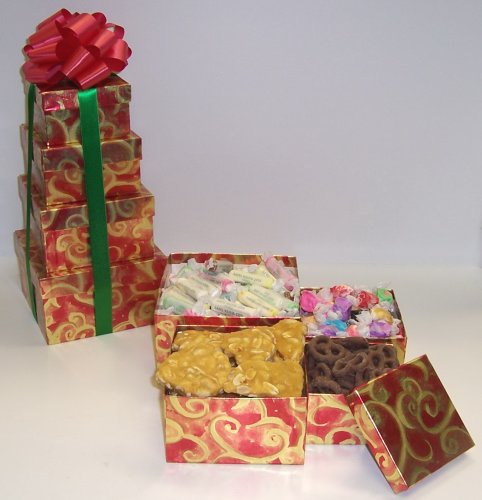 Scott's Cakes 4 Tier Red and Gold Swirl Box Beach Lovers Surprise by Scott's Cakes