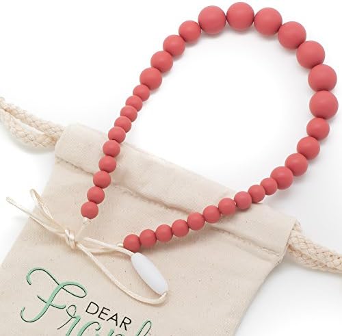 Dear Frank 'Ava' Nursing Necklace for Mom | Silicone Teething Necklaces Make the Perfect Baby Shower Gift | Pastel Rose Colored Beads