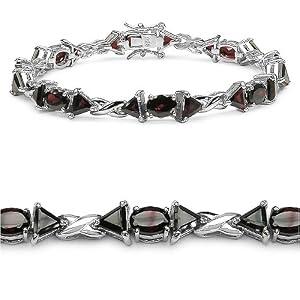 16.00 Carat Genuine Garnet Sterling Silver Bracelet by