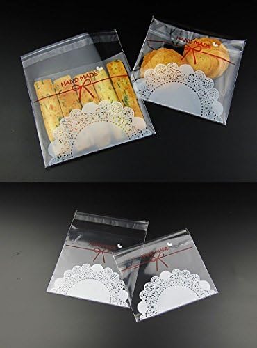 Ainest Cellophane Cello Cookie Candy Bags Self Adhesive Party Birthday 20 50 100pcs Clear Lace20pcs