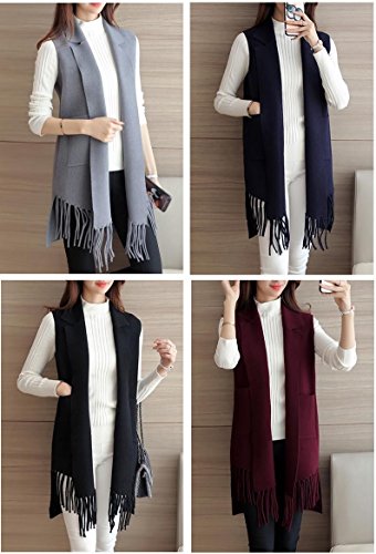 【PALERO・パレロ】 レディース 裾 フリンジ ロングジレ 選べる カラー4色 3サイズ