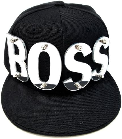Alvys Men's 3D Letter "Boss" Rivets Bolt Hip Hip Adjustable Snapback Cap
