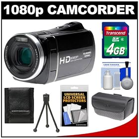Bell & Howell DV1200HD 1080p High Definition ZoomTouch Digital Video Camera / Camcorder w/ Case (Black) with 4GB Card + Cleaning Kit