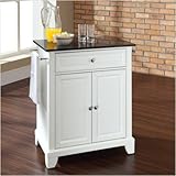 Crosley Furniture Newport Solid Black Granite Top White Kitchen Island
