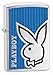 Zippo Brush Chrome Playboy Bunny Blue Lighter (Silver, 5 1/2 x3 1/2-Cm)