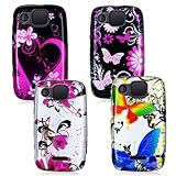 MOTOROLA CITRUS WX445 FOUR CASE COMBO, FLOWERS, BUTTERFLYS, HEART, PINK PUR ....