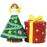 Westland Giftware Mwah Magnetic Christmas Tree and Present Salt and Pepper Shaker Set - 3-1 2-Inch