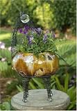 Outdoor Living : Giraffe Decorative Ceramic and Metal Planter